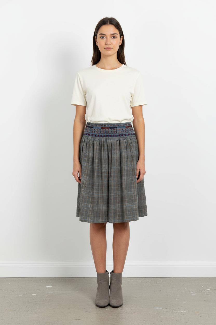 Jupe Midi Grise et Bleue - Taille M/38 de la marque Sud express | PARAD102538 - Vendu par Paradigme - Image 1