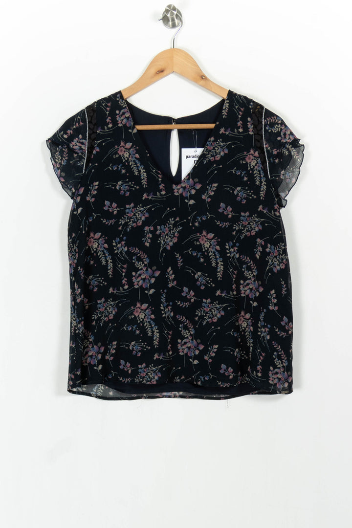 Blouse Fleurie Bleu - Taille S/36 de la marque IKKS | PARAD102539 - Vendu par Paradigme - Image 2