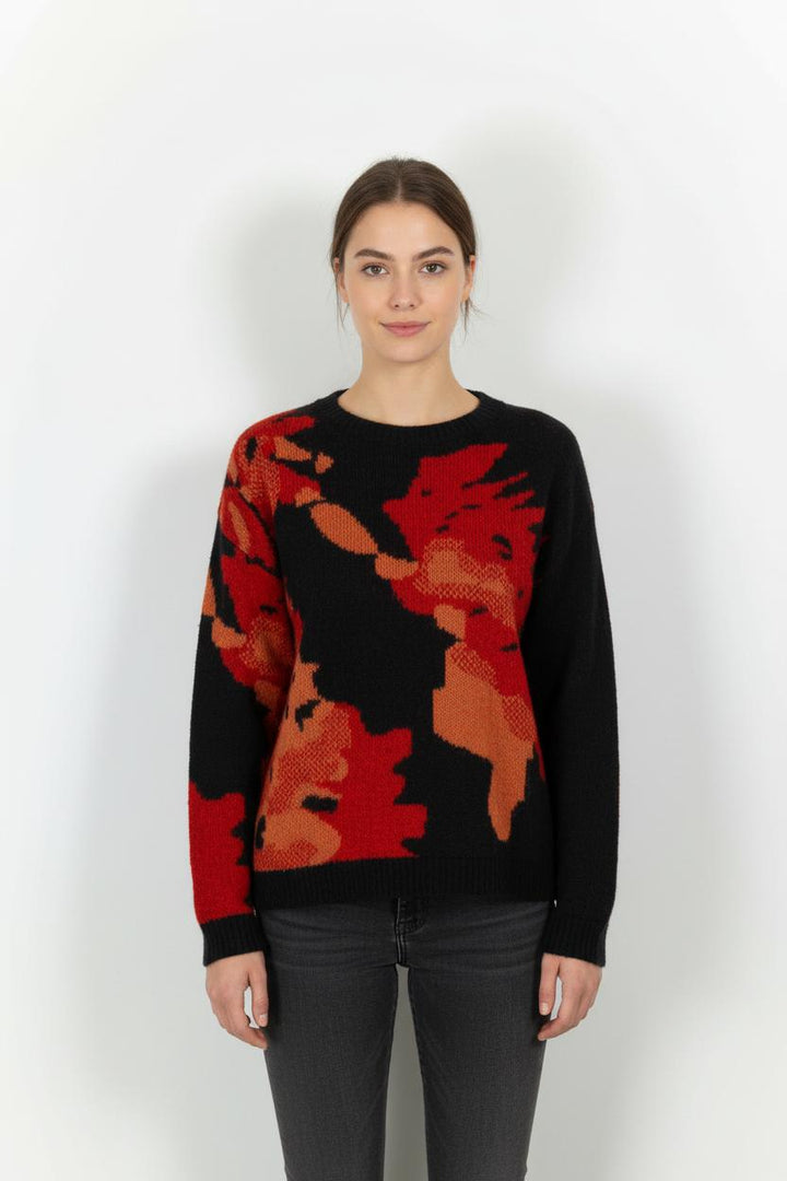 Pull Noir et Rouge - Taille M/38 de la marque La Fée Maraboutée | PARAD102542 - Vendu par Paradigme - Image 1