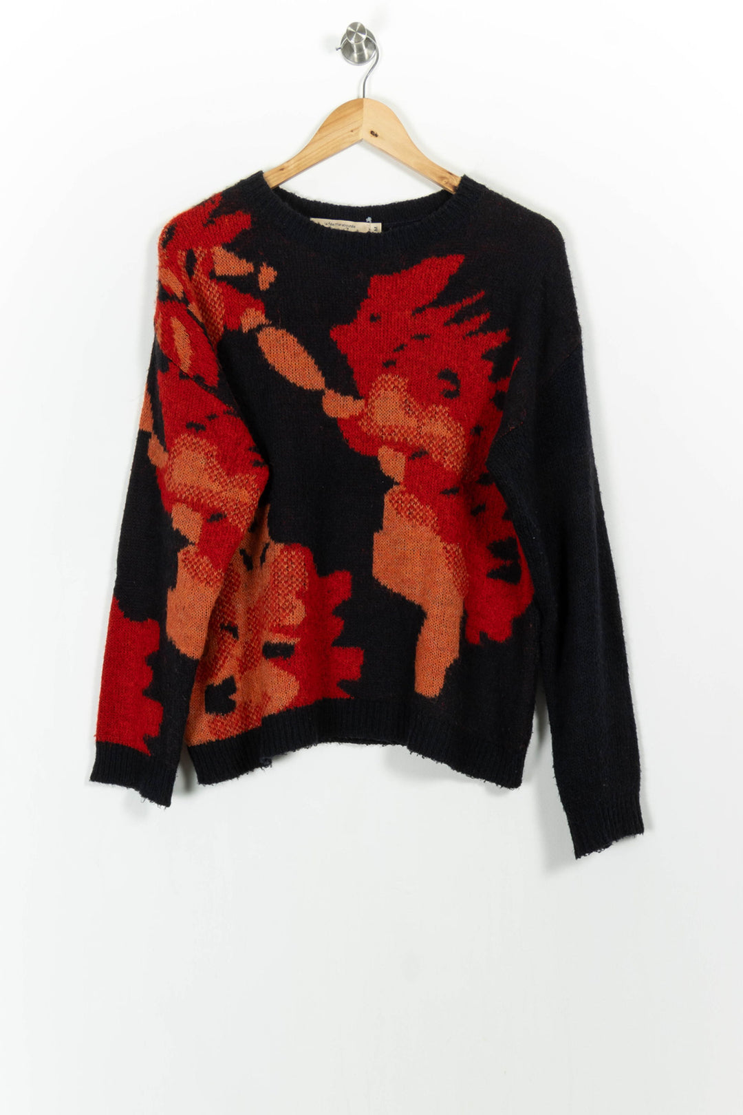 Pull Noir et Rouge - Taille M/38 de la marque La Fée Maraboutée | PARAD102542 - Vendu par Paradigme - Image 2