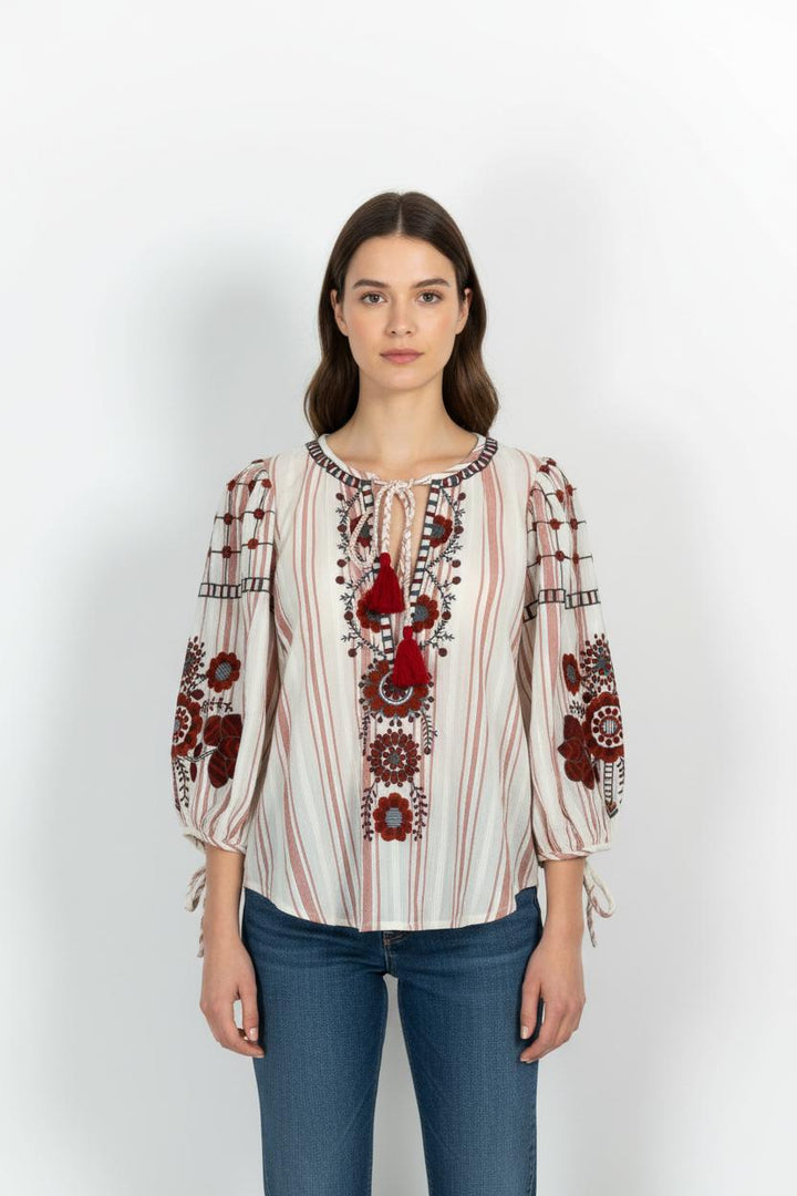 Blouse Blanche et Rouge - Taille S/36 de la marque Antik Batik | PARAD102553 - Vendu par Paradigme - Image 1