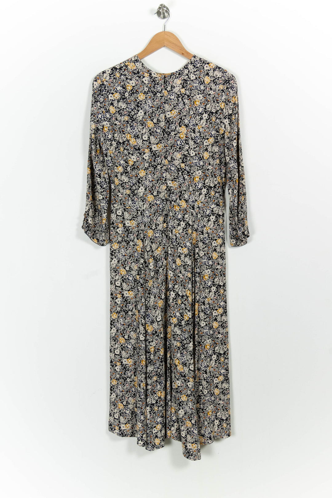 Robe Longue Fleurie Noire et Jaune - Taille L/40 de la marque Sessùn | PARAD102592 - Vendu par Paradigme - Image 4