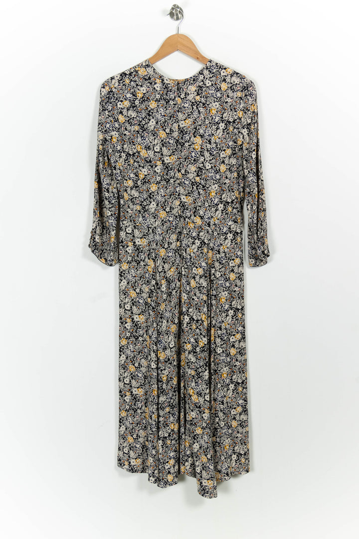 Robe Longue Fleurie Noire et Jaune - Taille L/40 de la marque Sessùn | PARAD102592 - Vendu par Paradigme - Image 4