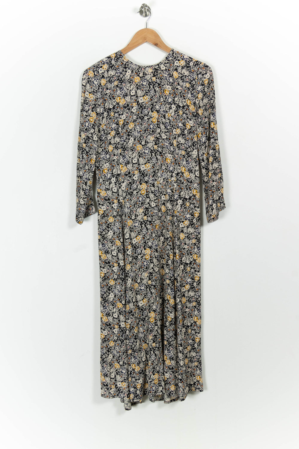 Robe Longue Fleurie Noire et Jaune - Taille L/40 de la marque Sessùn | PARAD102592 - Vendu par Paradigme - Image 2