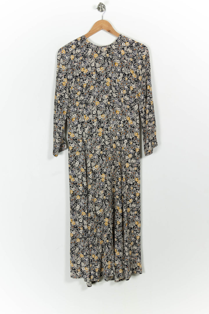 Robe Longue Fleurie Noire et Jaune - Taille L/40 de la marque Sessùn | PARAD102592 - Vendu par Paradigme - Image 2