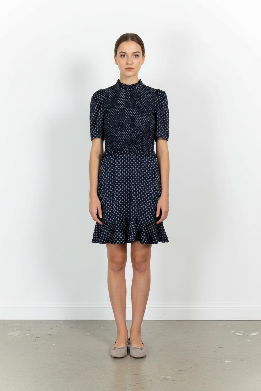 Robe Courte Bleue à Pois Blancs - Taille L/40 de la marque Sandro | PARAD102593 - Vendu par Paradigme - Image 1