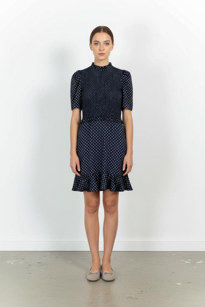 Robe Courte Bleue à Pois Blancs - Taille L/40 de la marque Sandro | PARAD102593 - Vendu par Paradigme - Image 1
