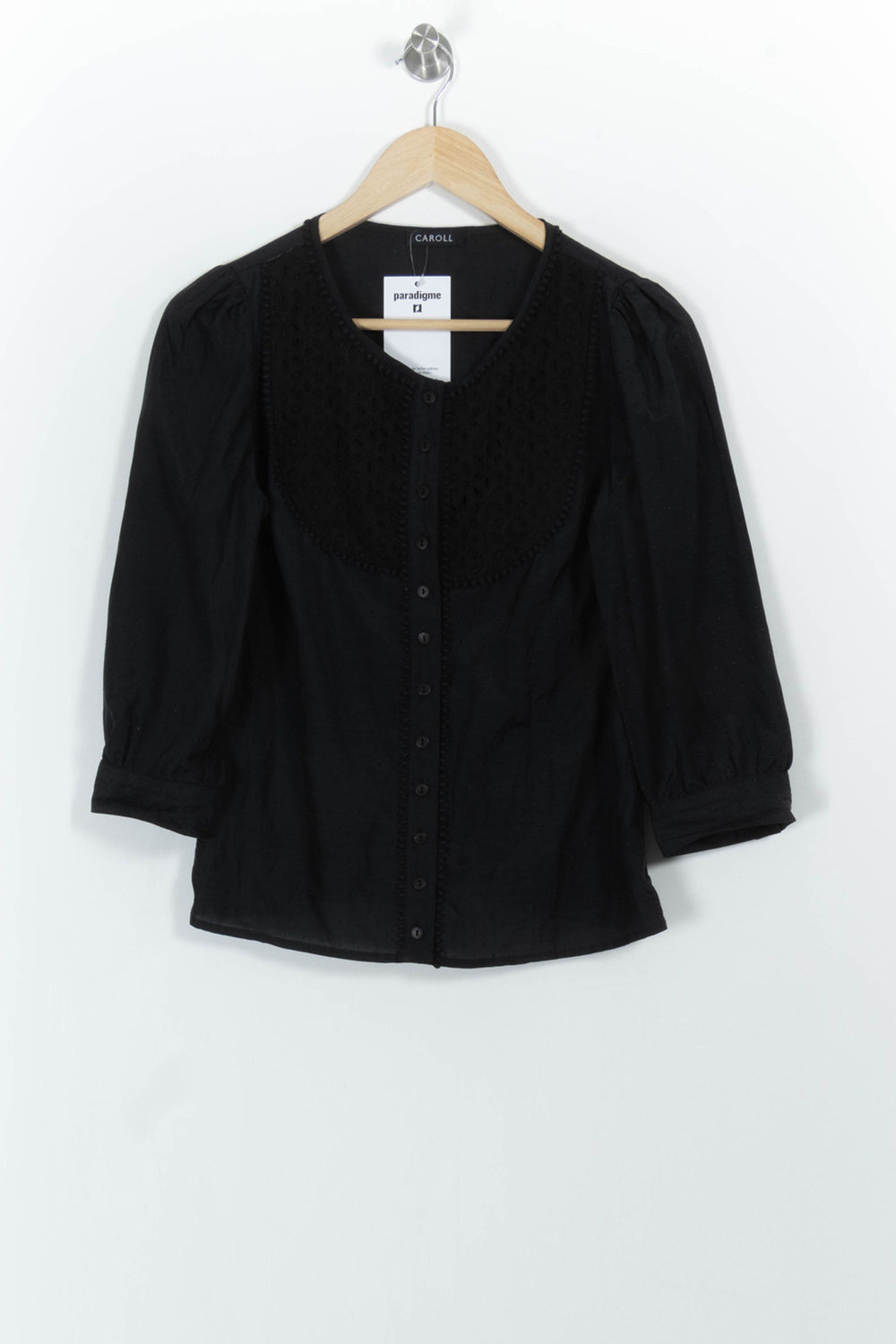 Blouse Noire - Taille S/36 de la marque Caroll | PARAD102596 - Vendu par Paradigme - Image 2