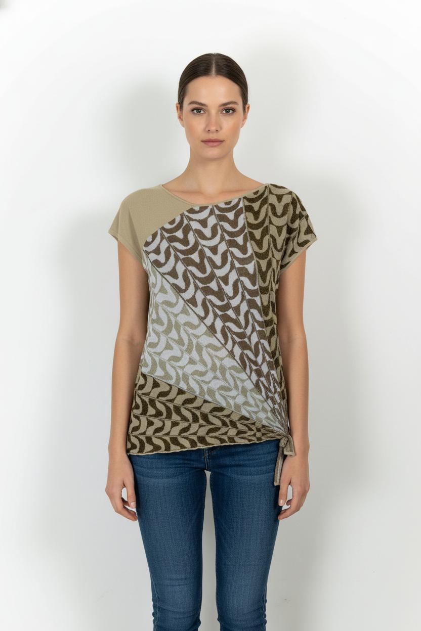 Blouse Marron et Beige - Taille M/38 de la marque Marina Rinaldi | PARAD102611 - Vendu par Paradigme - Image 1