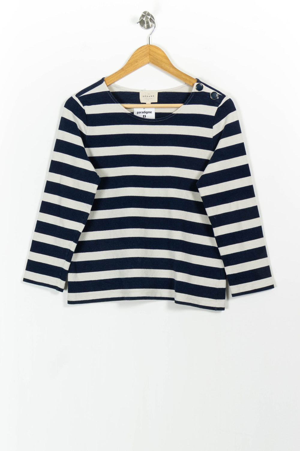 Marinière Marine et Blanche - Taille L/40 de la marque Sézane | PARAD102631 - Vendu par Paradigme - Image 2