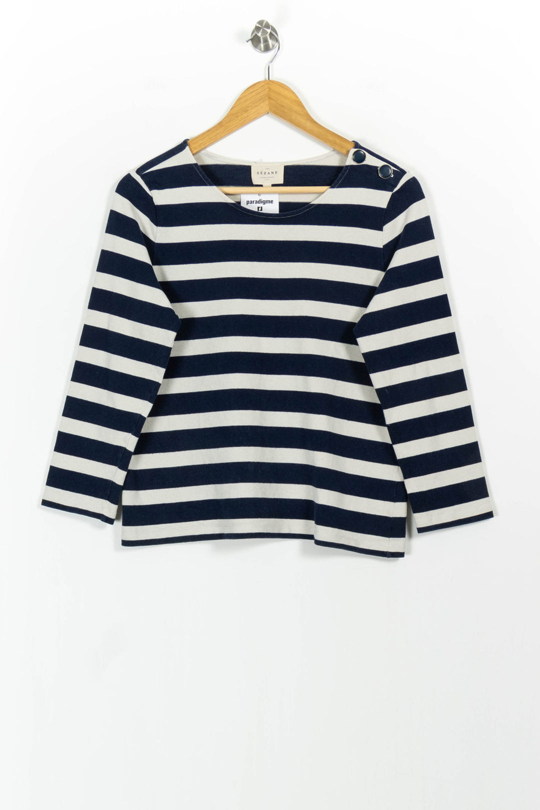 Marinière Marine et Blanche - Taille L/40 de la marque Sézane | PARAD102631 - Vendu par Paradigme - Image 2