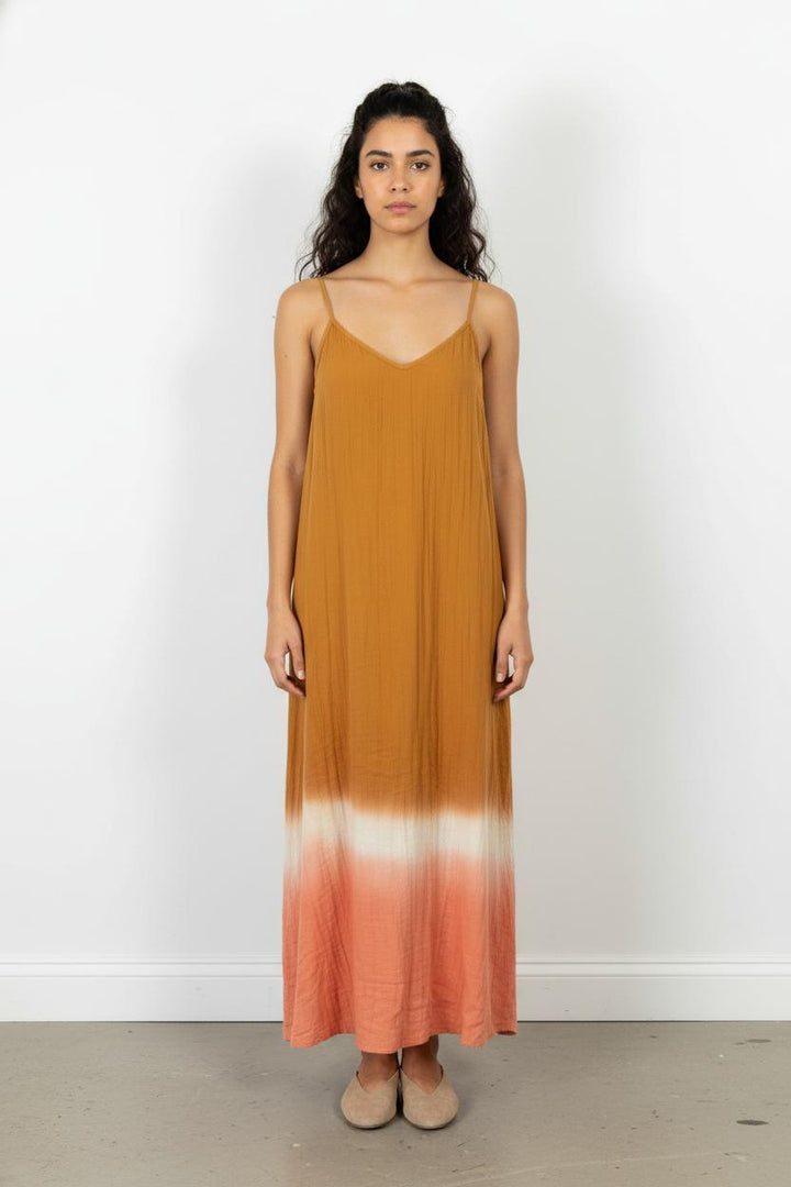 Robe Longue Marron et Saumon - Taille L/40 de la marque Petite Mendigote | PARAD102634 - Vendu par Paradigme - Image 1