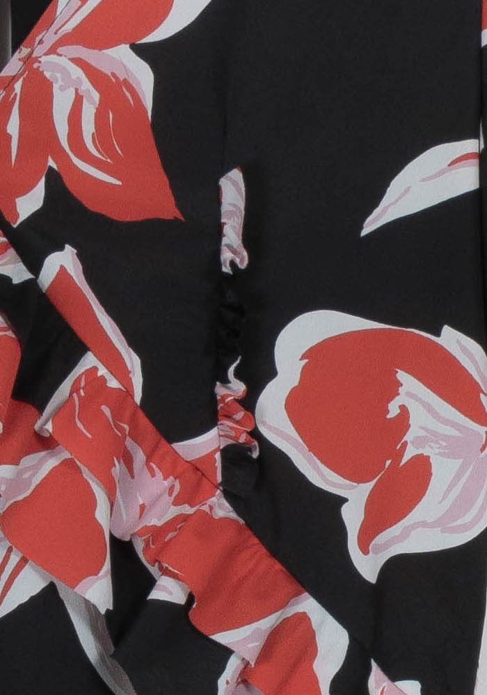 Robe Fleurie Noire et Rouge - Taille M/38 de la marque Liu Jo | PARAD102637 - Vendu par Paradigme - Image 3