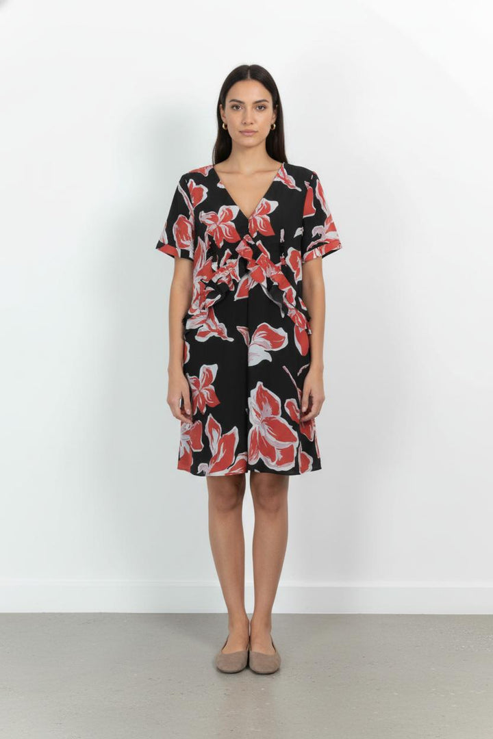 Robe Fleurie Noire et Rouge - Taille M/38 de la marque Liu Jo | PARAD102637 - Vendu par Paradigme - Image 1