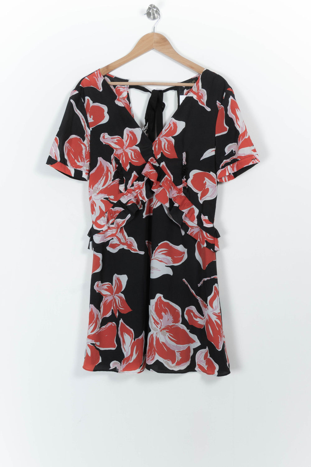 Robe Fleurie Noire et Rouge - Taille M/38 de la marque Liu Jo | PARAD102637 - Vendu par Paradigme - Image 2