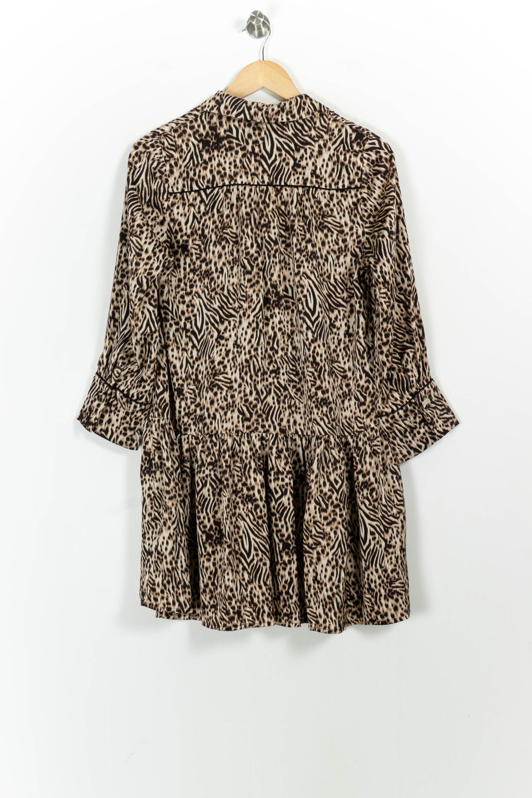 Robe Midi Imprimée Beige et Noir - Taille XS/34 de la marque Suncoo | PARAD102684 - Vendu par Paradigme - Image 4