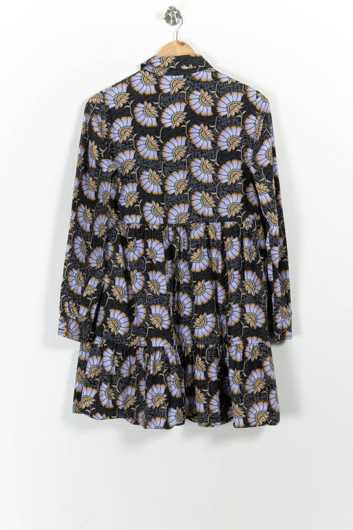 Robe Chemise Noire et Violette - Taille S/36 de la marque Claudie Pierlot | PARAD102691 - Vendu par Paradigme - Image 4