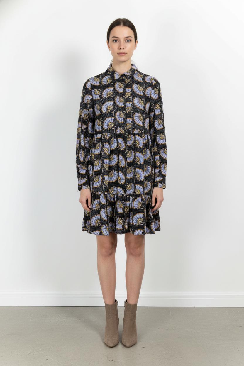 Robe Chemise Noire et Violette - Taille S/36 de la marque Claudie Pierlot | PARAD102691 - Vendu par Paradigme - Image 1
