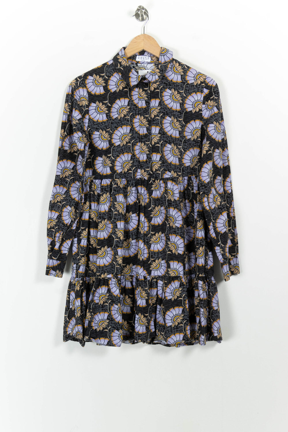 Robe Chemise Noire et Violette - Taille S/36 de la marque Claudie Pierlot | PARAD102691 - Vendu par Paradigme - Image 2