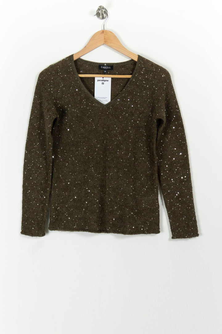 Pull Vert - Taille S/36 de la marque Caroll | PARAD102710 - Vendu par Paradigme - Image 2