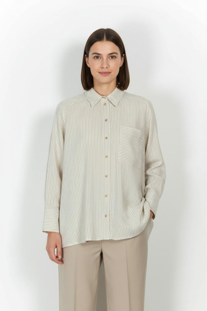Chemise Rayée Beige - Taille XXL/44 de la marque Momoni | PARAD102728 - Vendu par Paradigme - Image 1