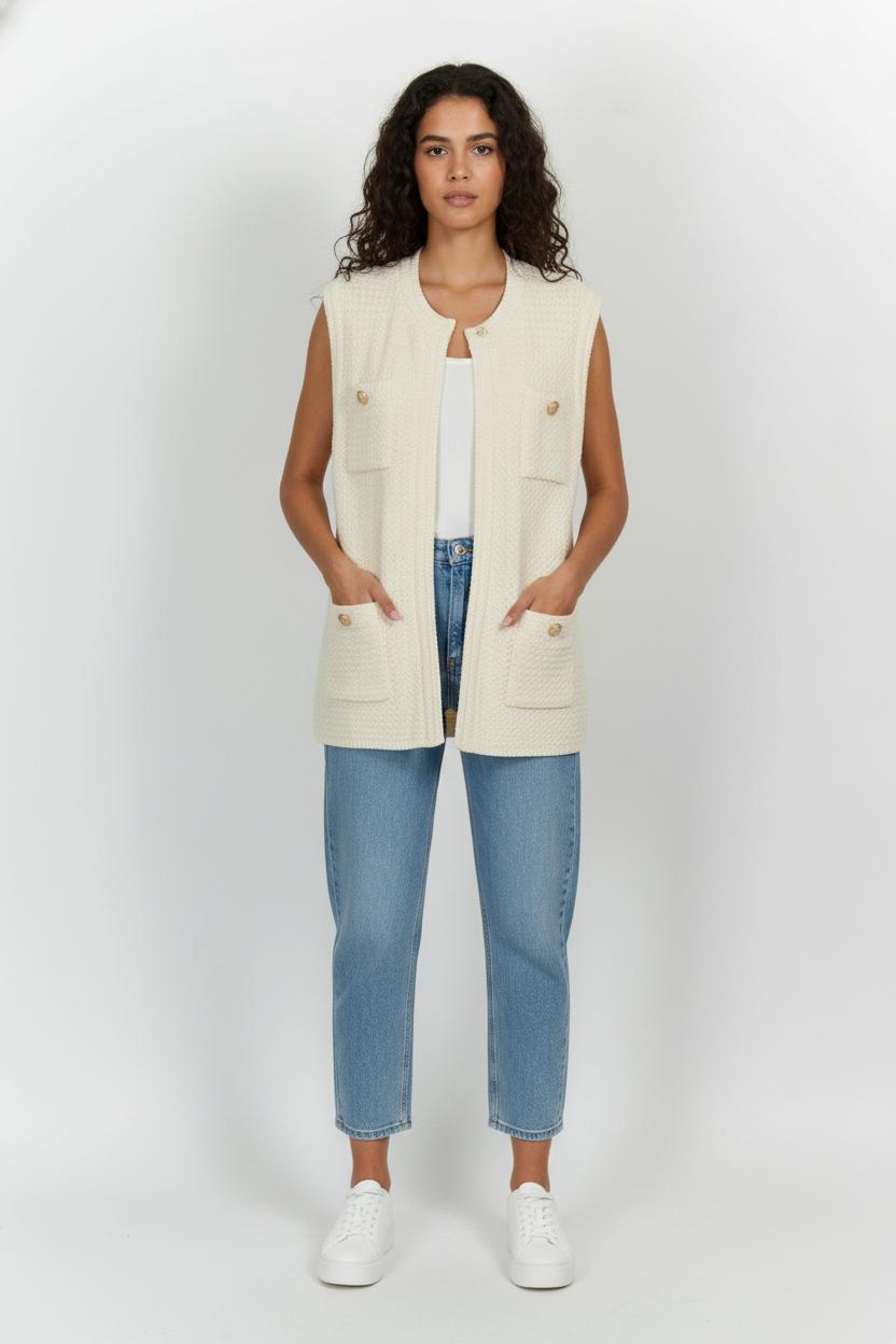 Gilet Sans Manches Beige - Taille XL/42 de la marque Gerard Darel | PARAD102733 - Vendu par Paradigme - Image 1