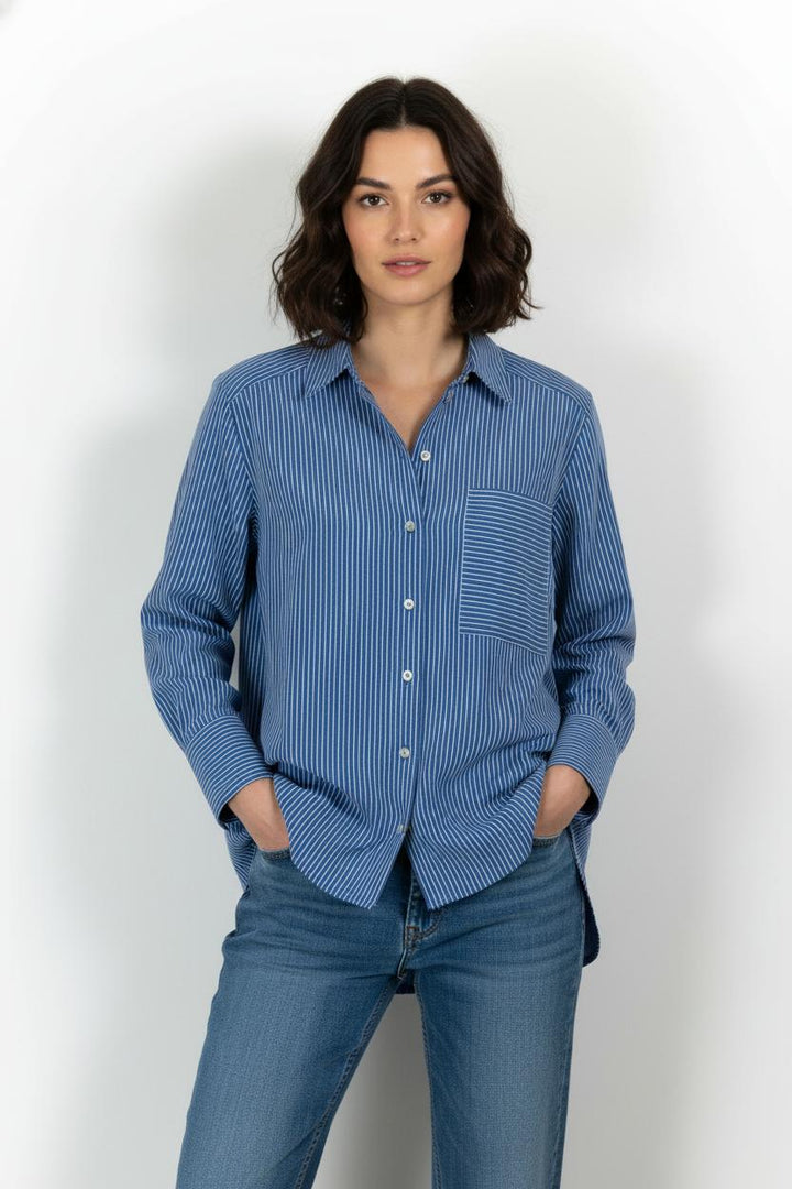 Chemise Rayée Bleue - Taille XXL/44 de la marque Momoni | PARAD102735 - Vendu par Paradigme - Image 1