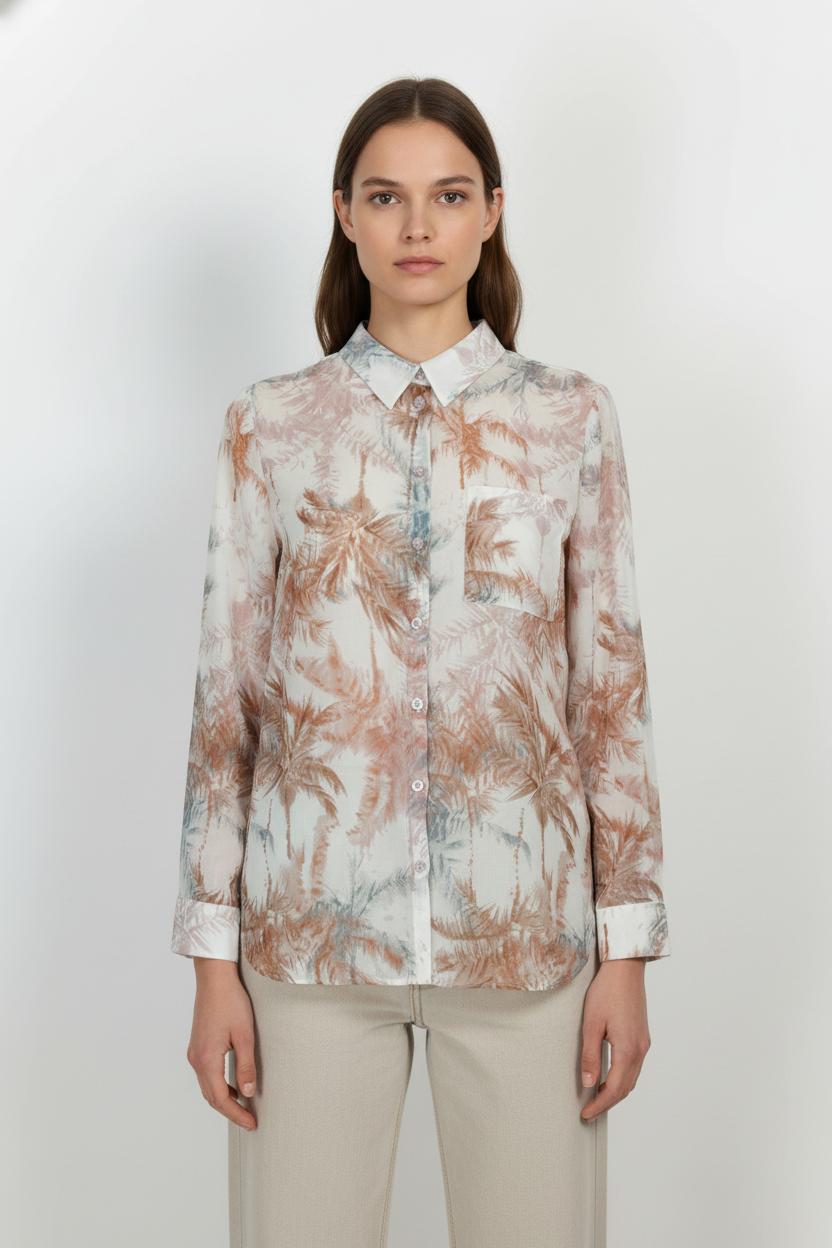 Chemisier Beige et Marron - Taille XL/42 de la marque La Fée Maraboutée | PARAD102738 - Vendu par Paradigme - Image 1