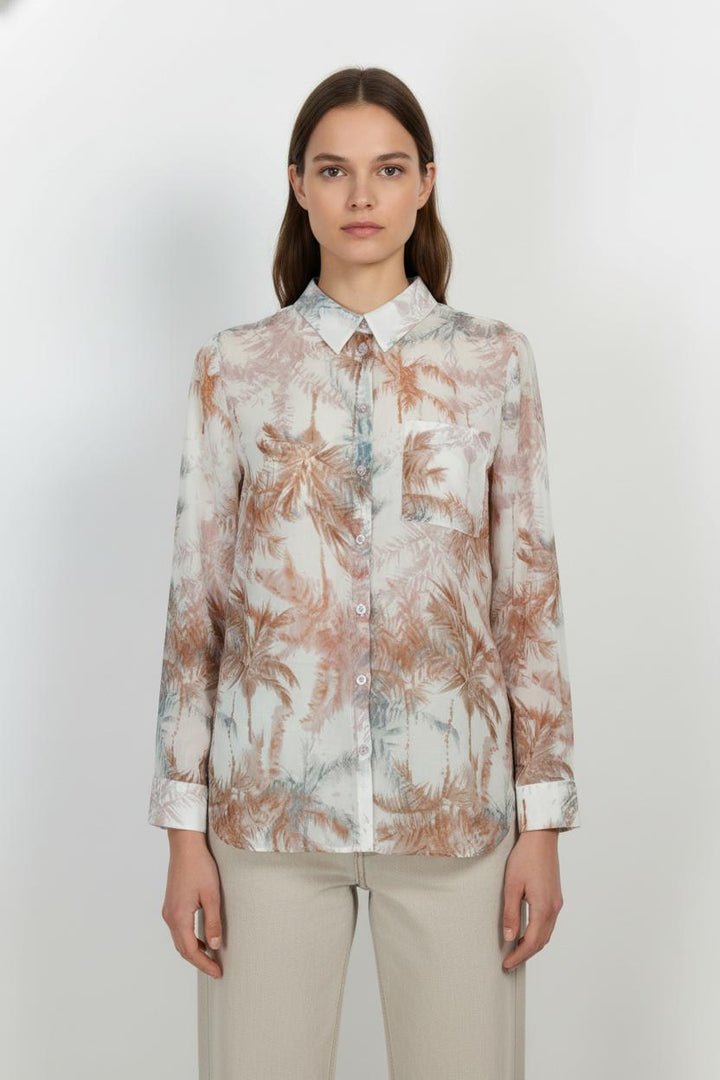 Chemisier Beige et Marron - Taille XL/42 de la marque La Fée Maraboutée | PARAD102738 - Vendu par Paradigme - Image 1