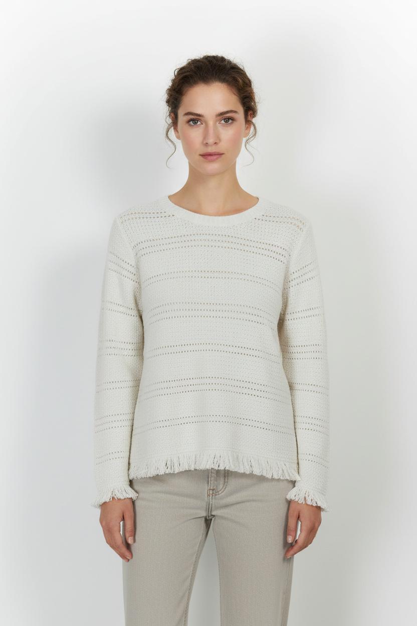 Pull Blanc - Taille XL/42 de la marque La Fée Maraboutée | PARAD102739 - Vendu par Paradigme - Image 1