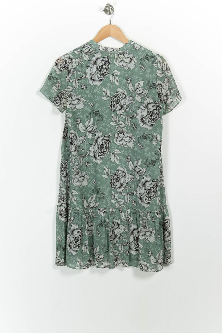 Robe Fleurie Verte et Grise - Taille S/36 de la marque IKKS | PARAD102753 - Vendu par Paradigme - Image 4