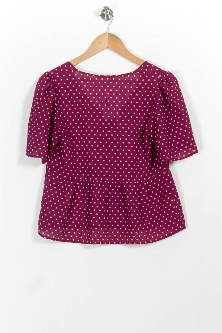 Blouse Violette à Pois Blancs - Taille XS/34 de la marque Sézane | PARAD102754 - Vendu par Paradigme - Image 4