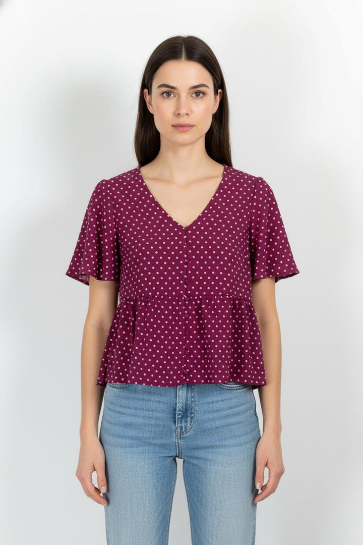 Blouse Violette à Pois Blancs - Taille XS/34 de la marque Sézane | PARAD102754 - Vendu par Paradigme - Image 1