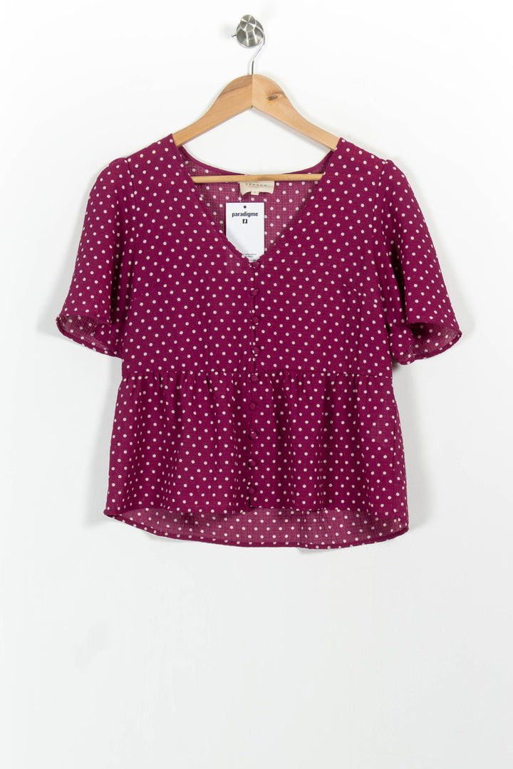 Blouse Violette à Pois Blancs - Taille XS/34 de la marque Sézane | PARAD102754 - Vendu par Paradigme - Image 2