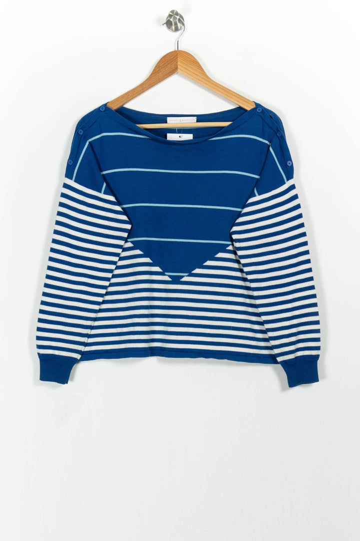 Pull Marin Bleu et Blanc - Taille M/38 de la marque Maison Montagut | PARAD102758 - Vendu par Paradigme - Image 2