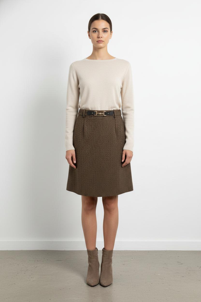 Jupe Droite Marron - Taille L/40 de la marque Caroll | PARAD102767 - Vendu par Paradigme - Image 1