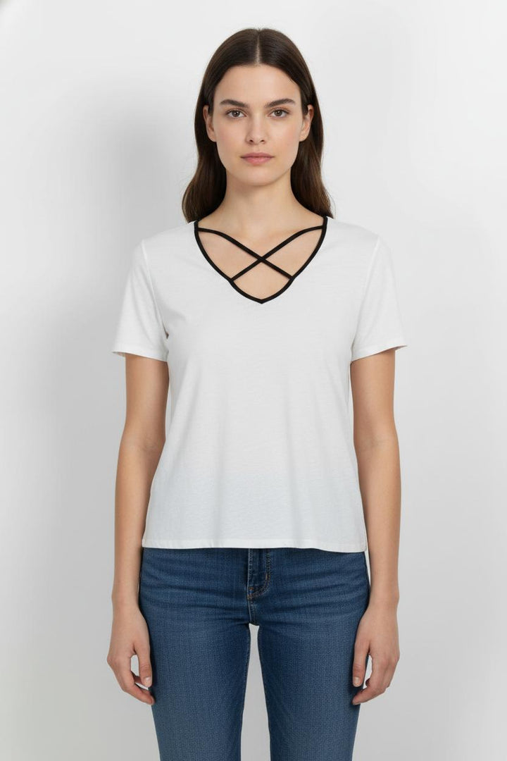 Tee-shirt Blanc et Noir - Taille XL/42 de la marque One Step | PARAD102768 - Vendu par Paradigme - Image 1