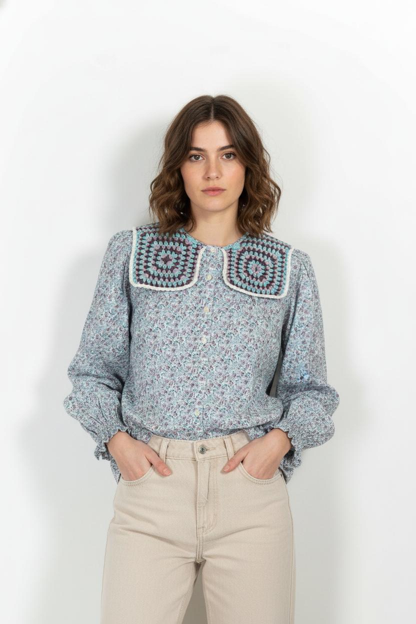 Blouse Bleue et Violette - Taille XS/34 de la marque Louise Misha | PARAD102773 - Vendu par Paradigme - Image 1