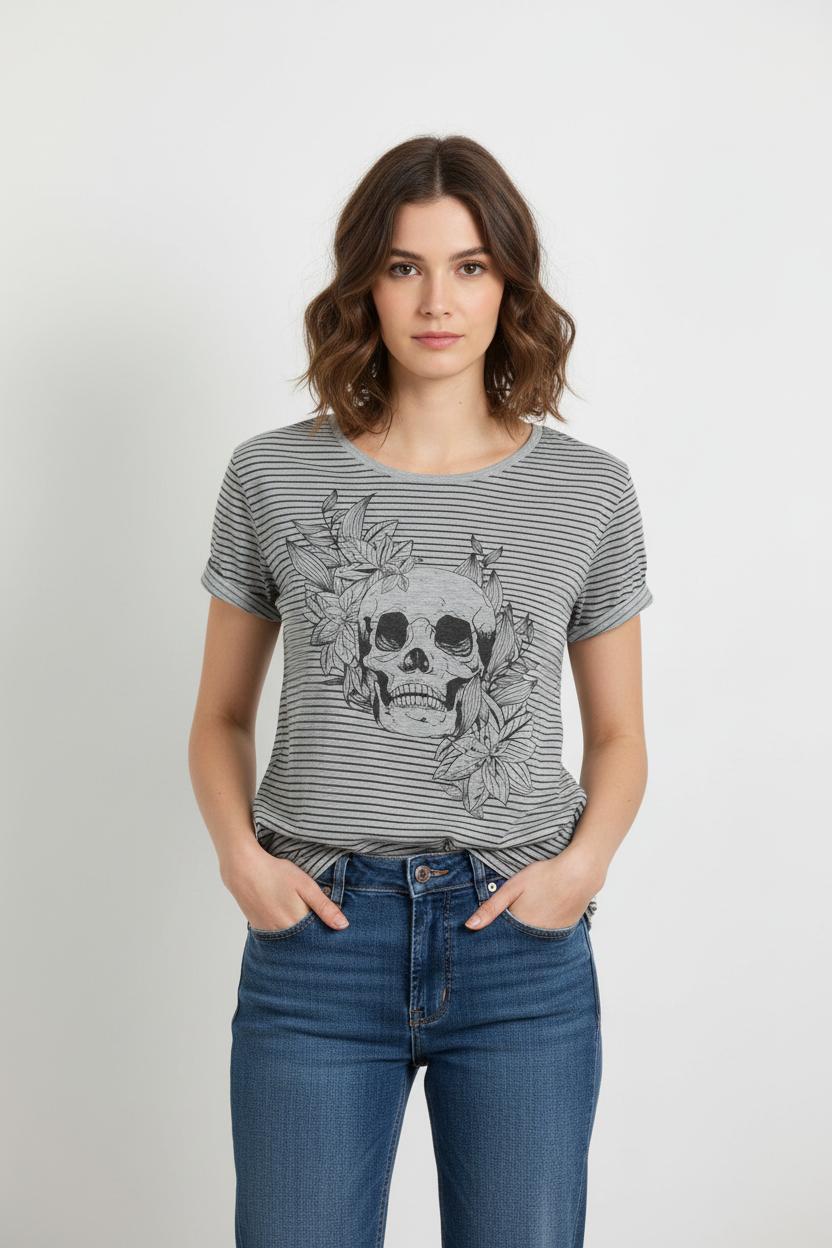 Tee-shirt gris et noir - Taille XS/34 de la marque Karl Marc John | PARAD102777 - Vendu par Paradigme - Image 1