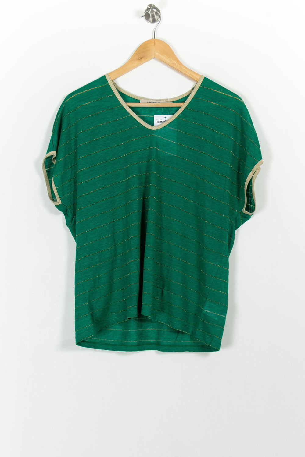 Tee-shirt Vert et Beige - Taille M/38 de la marque La Fée Maraboutée | PARAD102799 - Vendu par Paradigme - Image 2