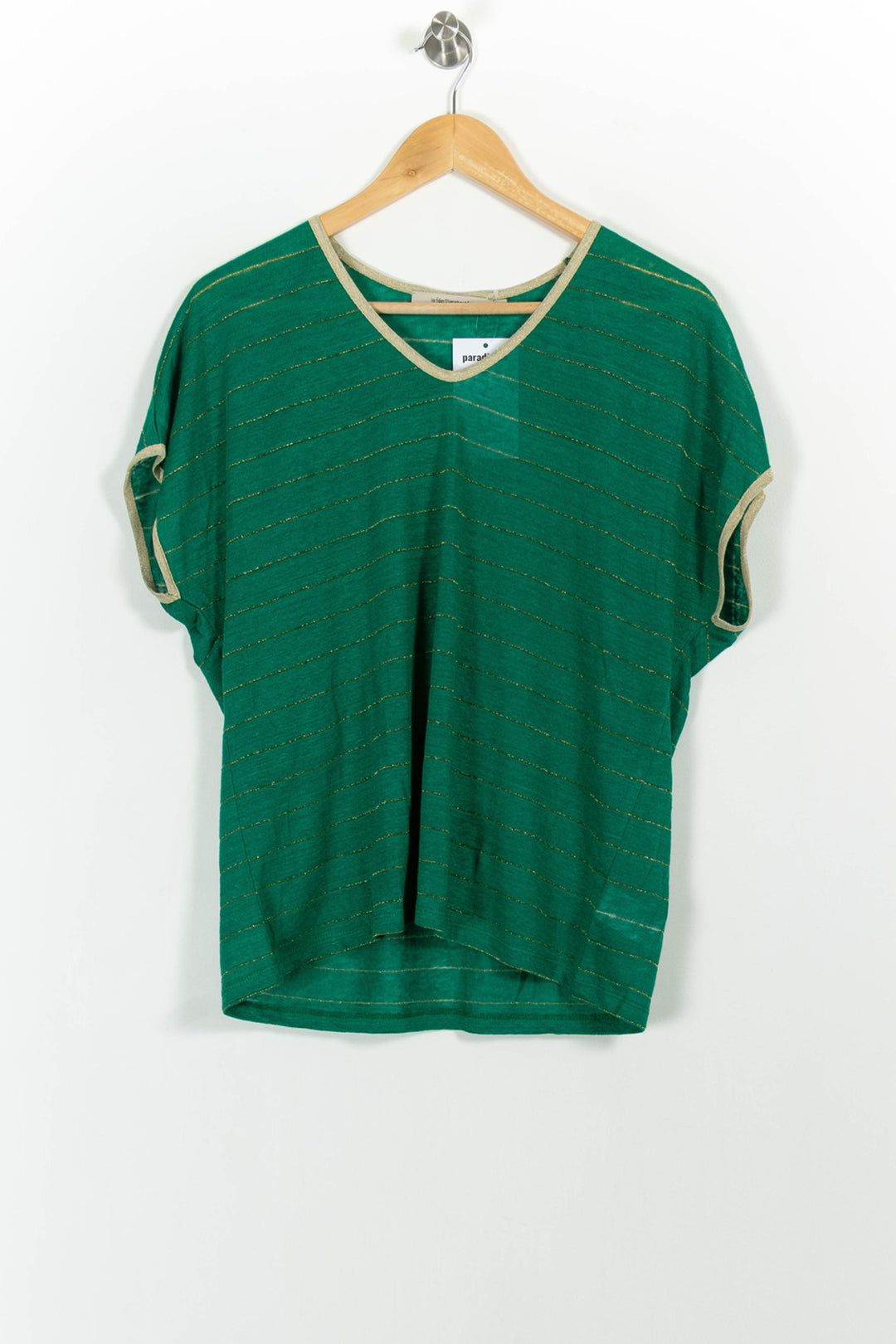 Tee-shirt Vert et Beige - Taille M/38 de la marque La Fée Maraboutée | PARAD102799 - Vendu par Paradigme - Image 2