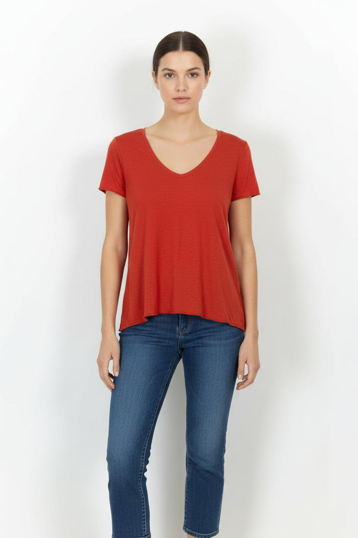 Tee-shirt Rouge - Taille S/36 de la marque American Vintage | PARAD102801 - Vendu par Paradigme - Image 1