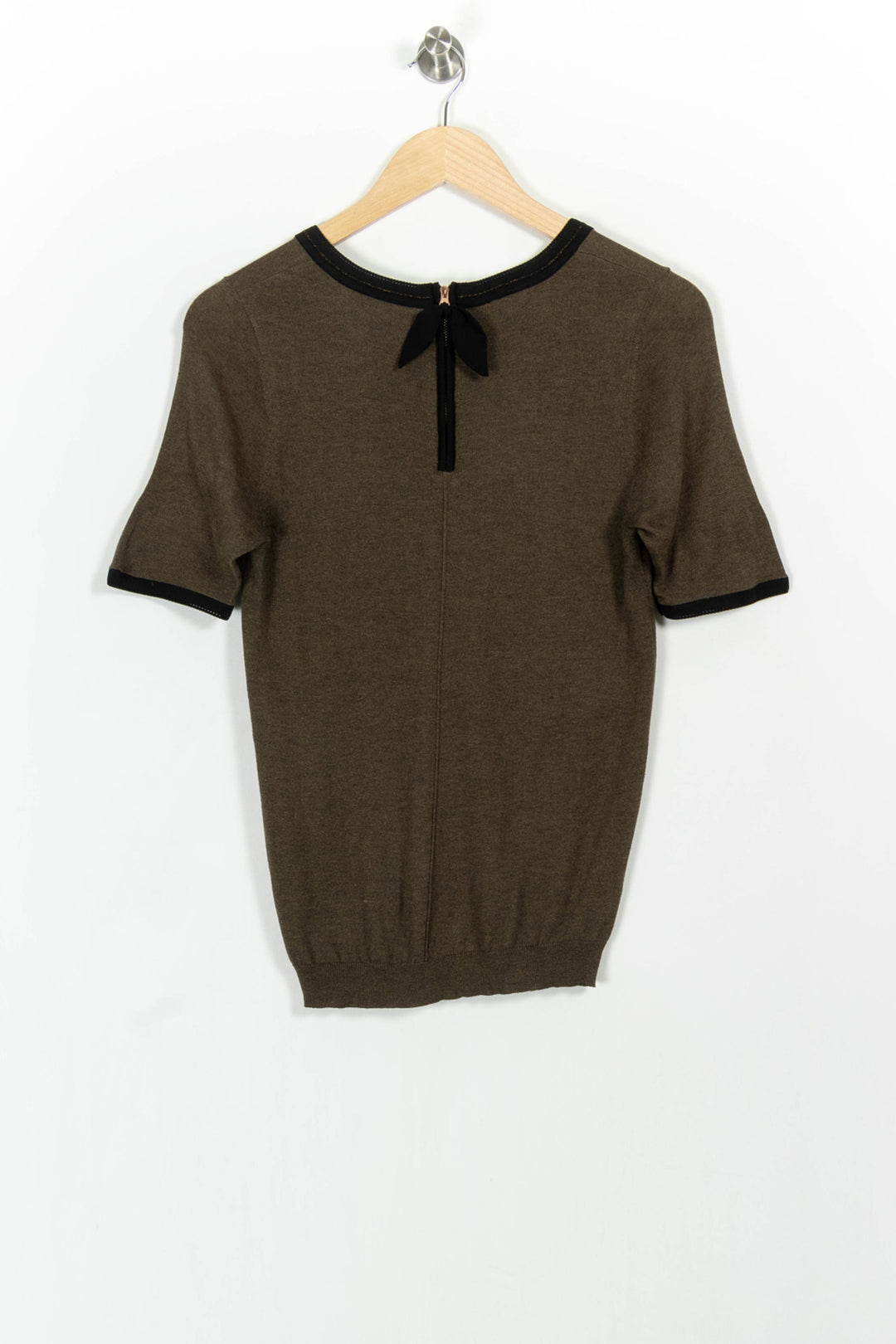 Pull Manche Courte Vert et Noir - Taille S/36 de la marque Kookai | PARAD102808 - Vendu par Paradigme - Image 4
