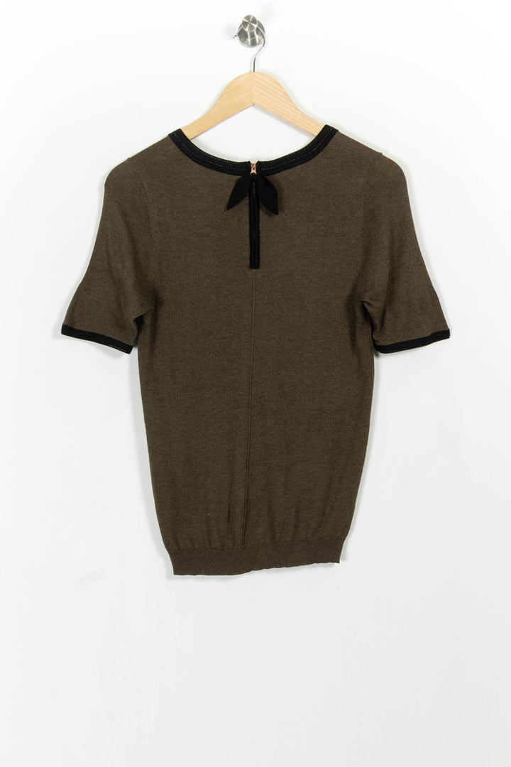 Pull Manche Courte Vert et Noir - Taille S/36 de la marque Kookai | PARAD102808 - Vendu par Paradigme - Image 4