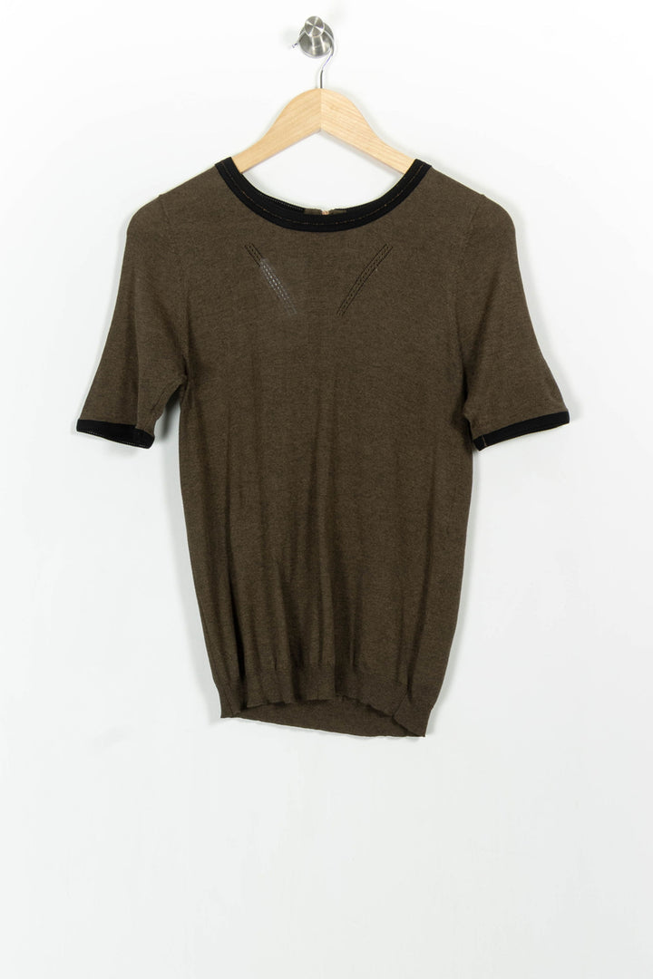 Pull Manche Courte Vert et Noir - Taille S/36 de la marque Kookai | PARAD102808 - Vendu par Paradigme - Image 2