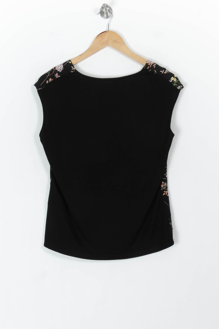 Top Noir à Motifs Fleuris - Taille M/38 de la marque Maison 123 | PARAD102809 - Vendu par Paradigme - Image 4