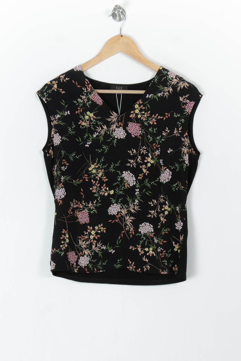 Top Noir à Motifs Fleuris - Taille M/38 de la marque Maison 123 | PARAD102809 - Vendu par Paradigme - Image 2