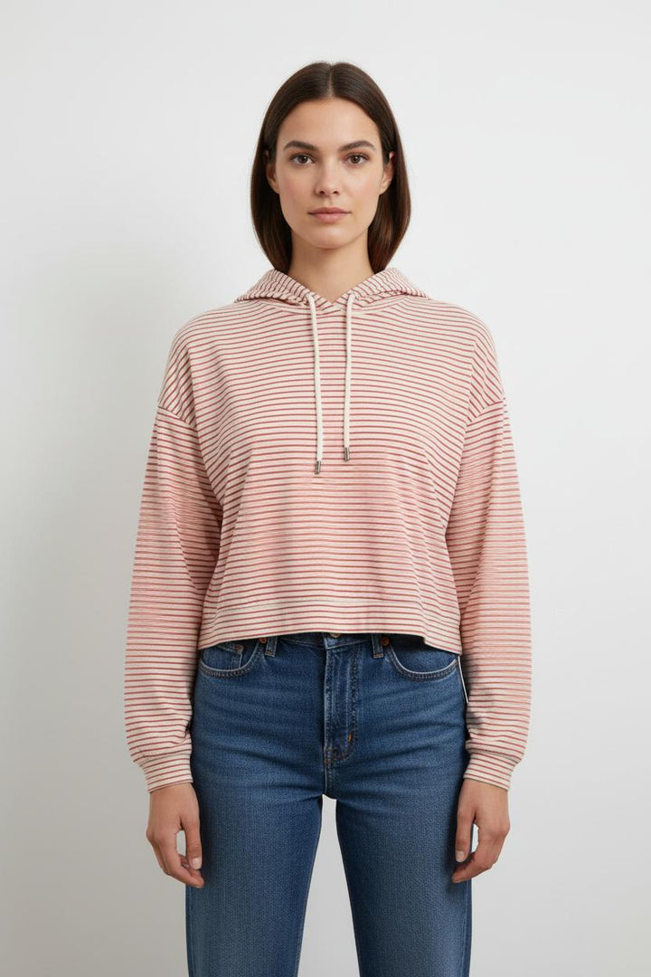 Sweat à Capuche Rayé Rose et Blanc - Taille XS/34 de la marque Des petits hauts | PARAD102817 - Vendu par Paradigme - Image 1