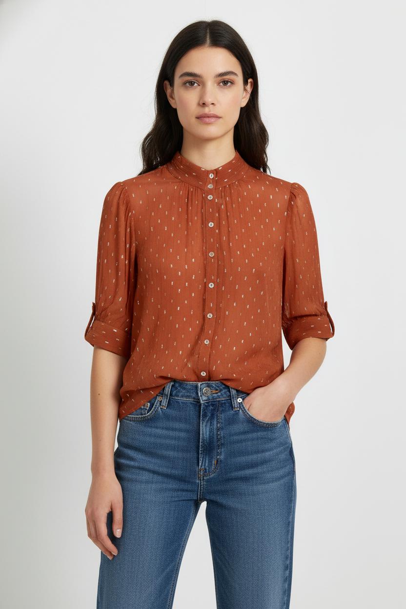 Blouse Orange - Taille M/38 de la marque ba&sh | PARAD102831 - Vendu par Paradigme - Image 1