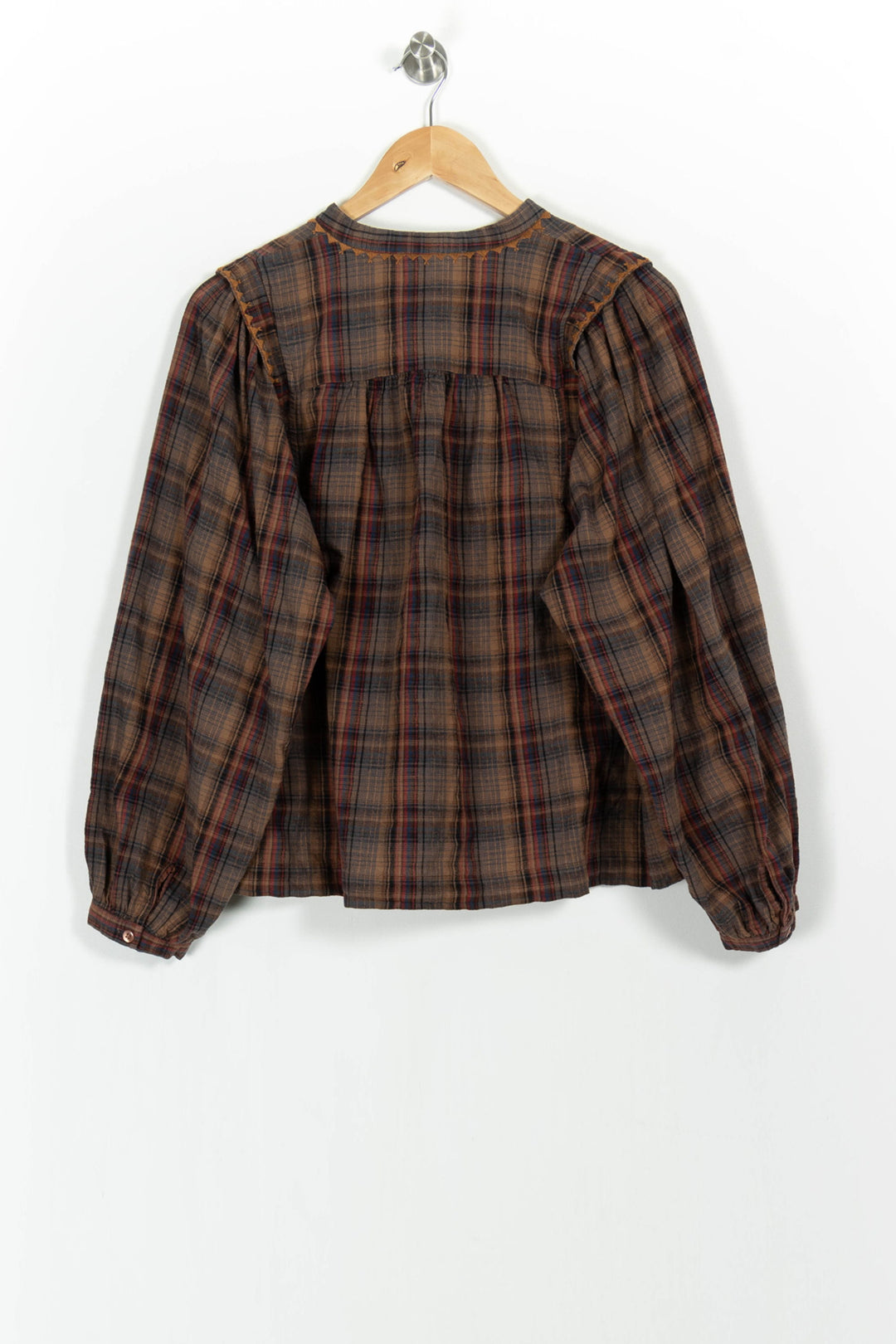 Chemise à Carreaux Marron et Rouge - Taille M/38 de la marque ba&sh | PARAD102832 - Vendu par Paradigme - Image 4